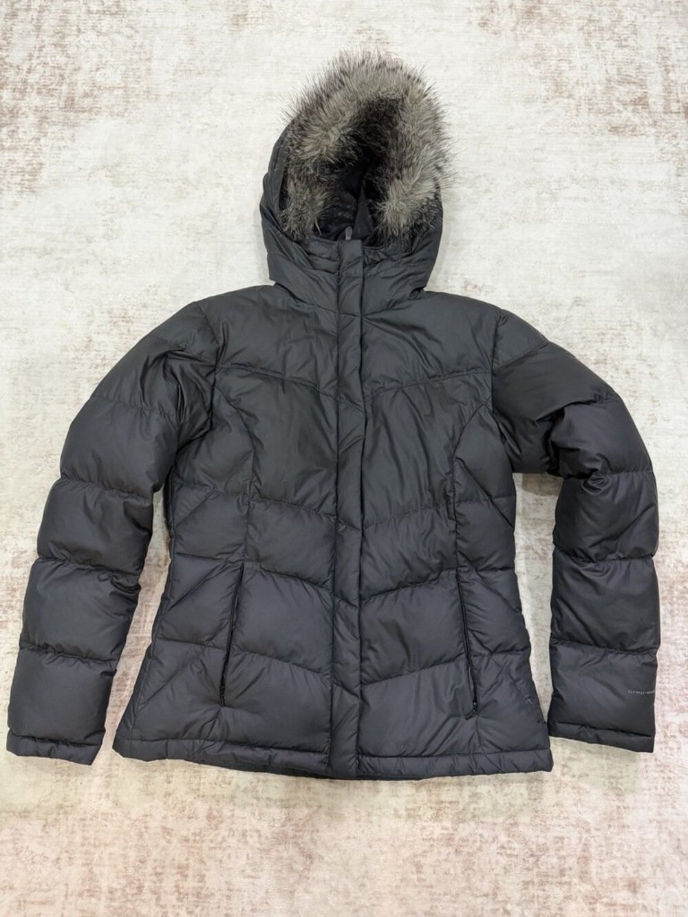 Columbia Mercury Maven IV Down Puffer Jacket Black Faux Fur Hood Small